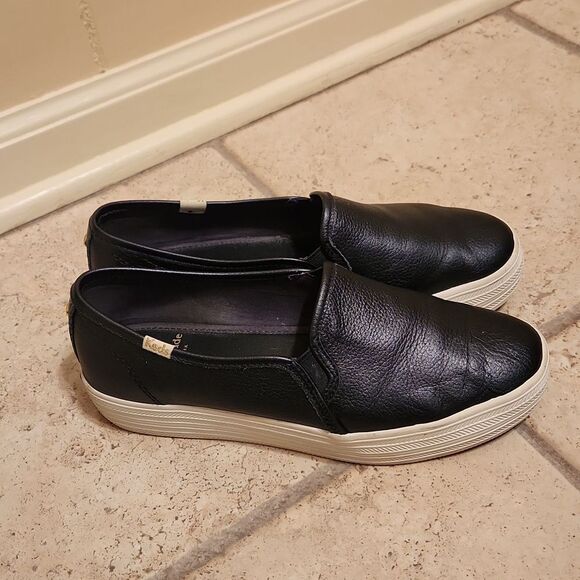 Keds & Kate Spade Collab Triple Decker Dark Blue Leather Slip-on Shoes Size 7.5 - Picture 1 of 9